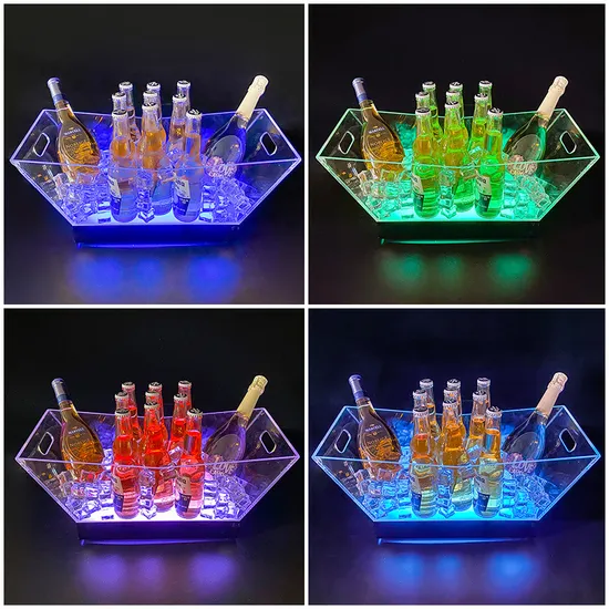 Balde de gelo acrílico LED para festas e eventos especiais1