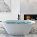 68 Inch Freestanding Solid Surface Bathtub - Oval Marble Resin Stone Bathtub for Adults1