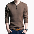 Men's Casual V-Neck Button Pullover Knitted Cotton Sweater for Spring Autumn1