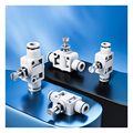 1/4 OD Pneumatic Air Flow Control Valve Union Straight In-Line Speed Controller Fitting for 1/4 Inch Tube1