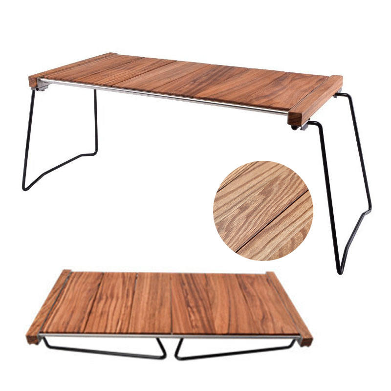 Table de camping pliant en bois extérieur portable à plage