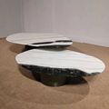 Modern Luxury Panda White Marble Stone Top Side Coffee Table Set1