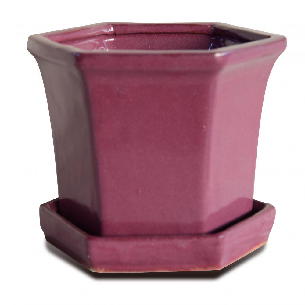 Manufactory Direct Ceramic Pot Glazed Frost Resistant Hexagon Flower Pot 02