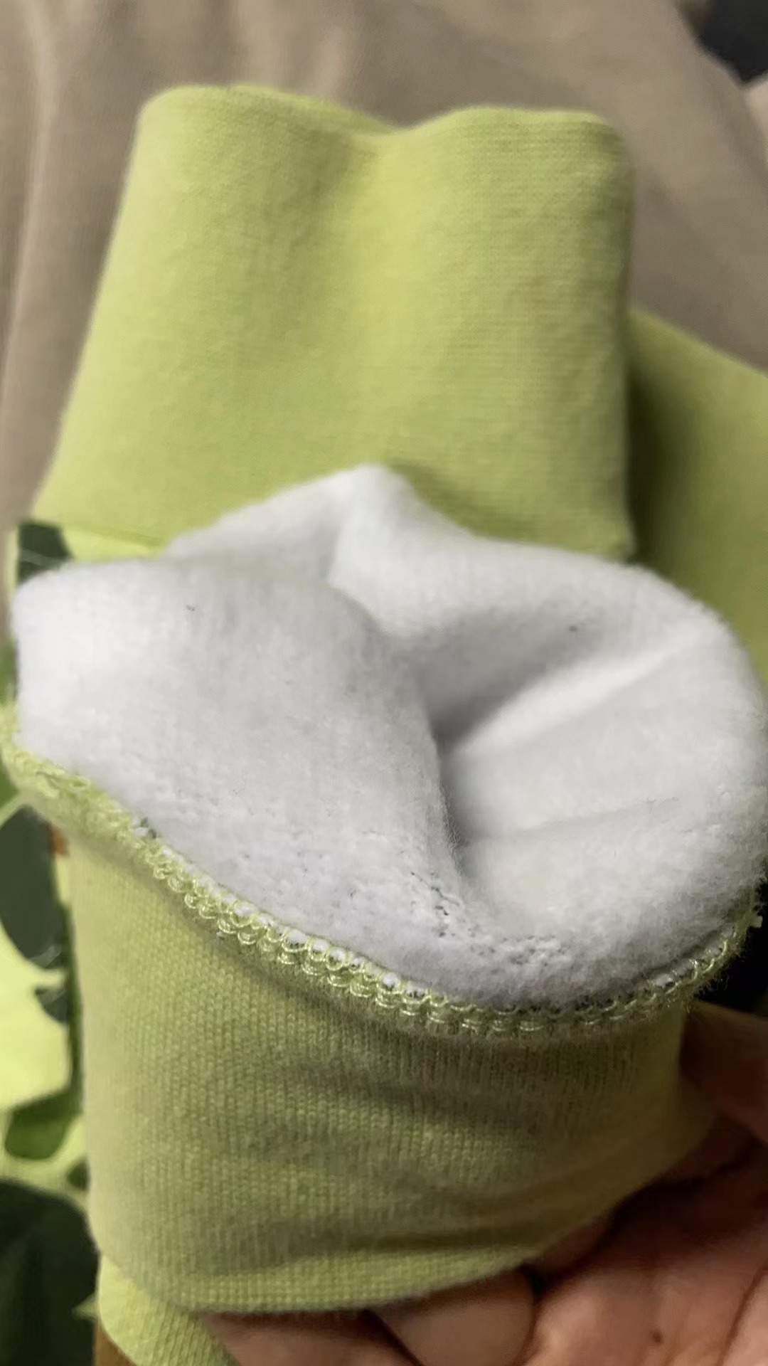 hoodie inside fabric with fleece