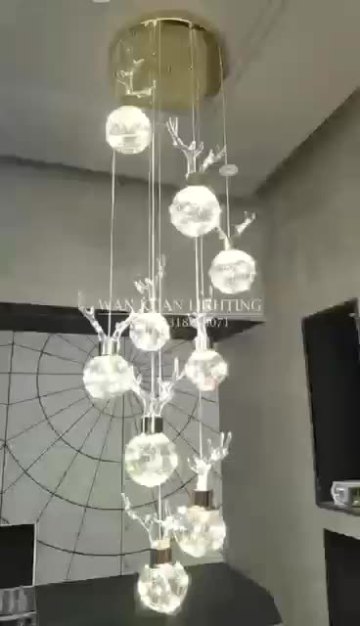 Zhongshan Crystal Stairs Pendant Lights for Foyer and Living Room1