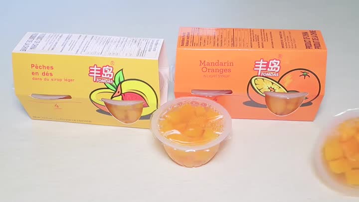 4oz mandarin oranges dans des gobelets en plastique sans BPA