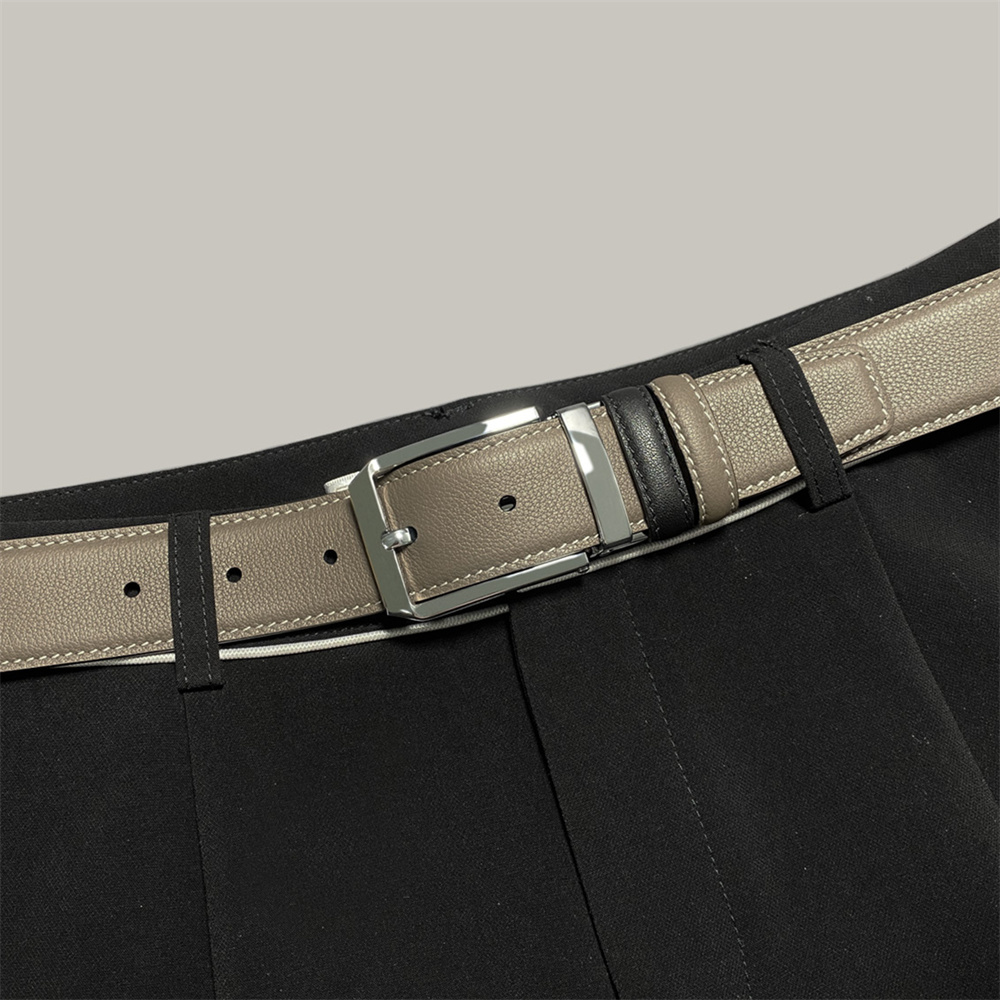 Premium Grey-Green Business Men's Leather Belt