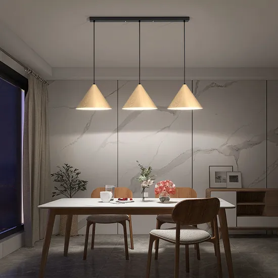 Luz colgante nórdica vintage con acabado de grano de madera1