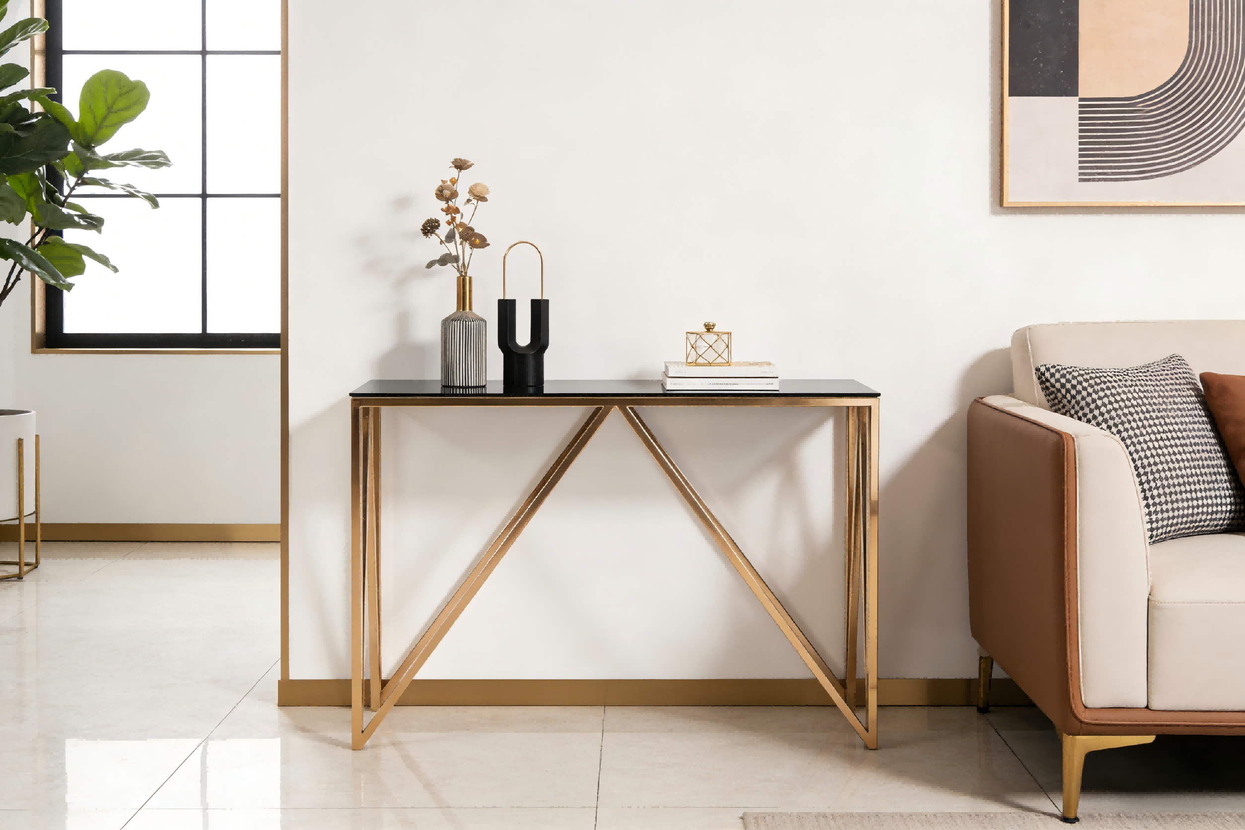 TL-AS71G Mesa console de vidro moderna e elegante para espaços sofisticados