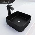 Modern Luxury Black Composite Granite Square Hand Wash Basin with Quartz Stone Countertop Bathroom Sink1