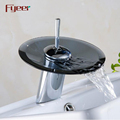 Fyeer Single Lever Round Black Glass Basin Mixer1