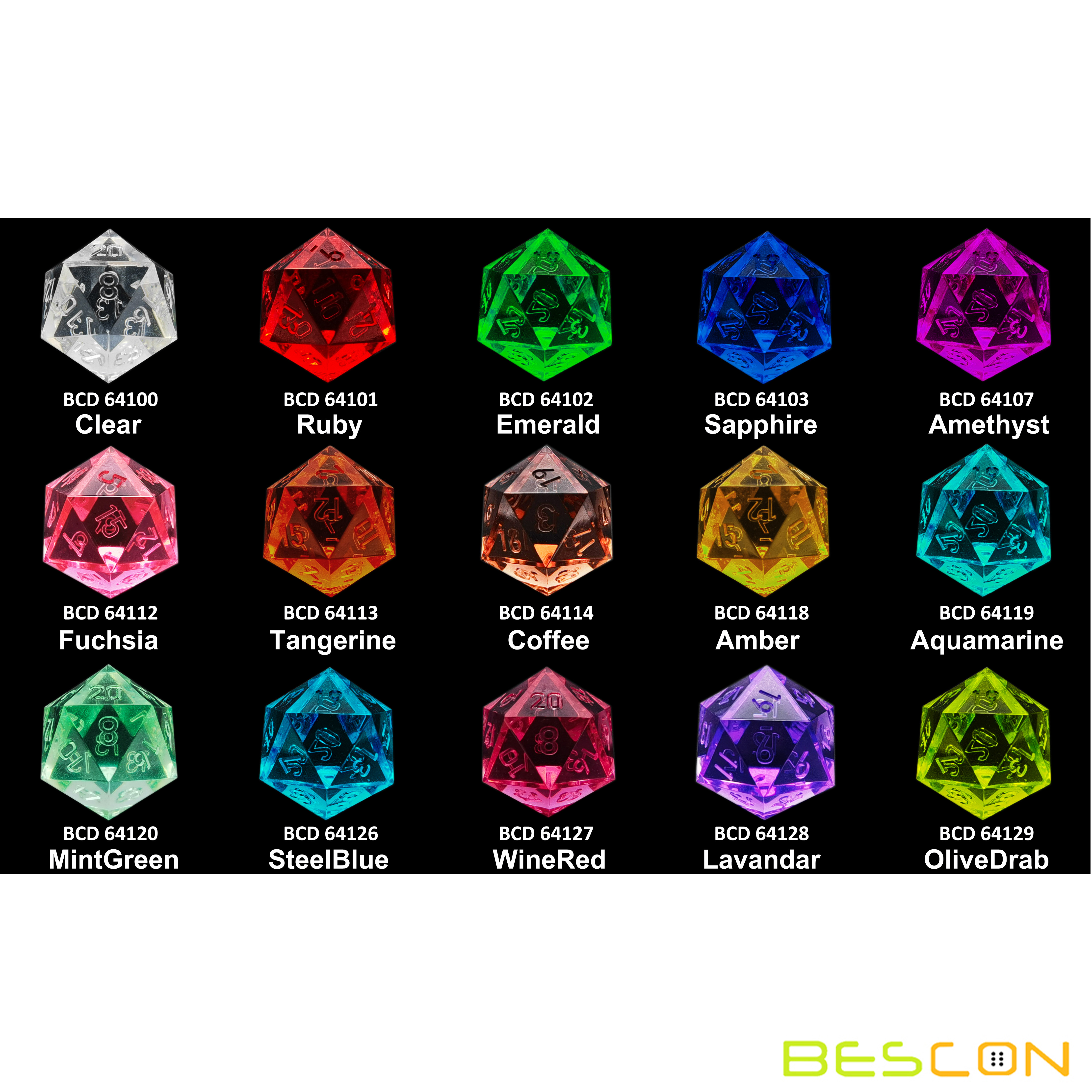 Crystal Unpainted Polyhedral DND Dice Set of 7