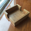 Bamboo Coaster Holder for 4''x4'' Slate Coasters - Set of 4 Square Coasters Storage Box1