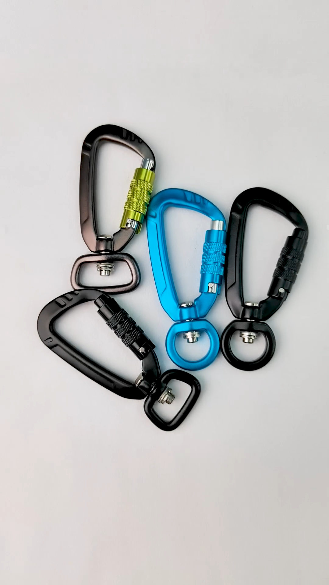 Alumínio 5kn -bloqueio em forma de pêra giro giratório Ganchos de carabiners para coleira de cachorro pode ser personalizado logotipo em estoque1