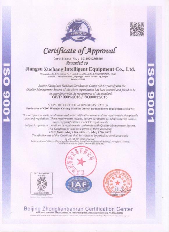 Certificate of Approval for ISO 9001