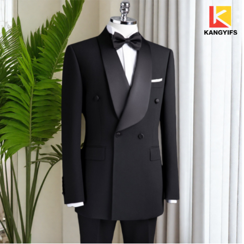 Premium Black Lapel Wedding Suit: Timeless Formal Attire for the Modern Groom from KANGYIFS