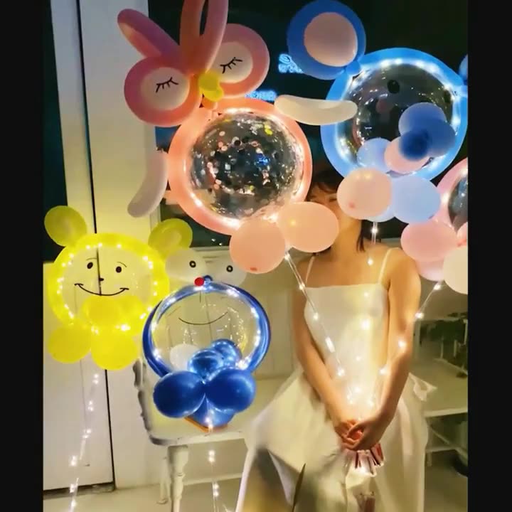 Transparente LED -Leuchte Luftballons rund und Herz LED Boboballons Blumenballons mit LED -Leuchten stehen1