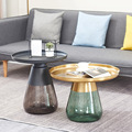 Household glass coffee table set round size glass living room side table coffee table combination1