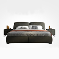 Móveis nórdicos de luxo Conjunto de madeira grande cama de cama de casal de couro mais recente design king size bed frame1