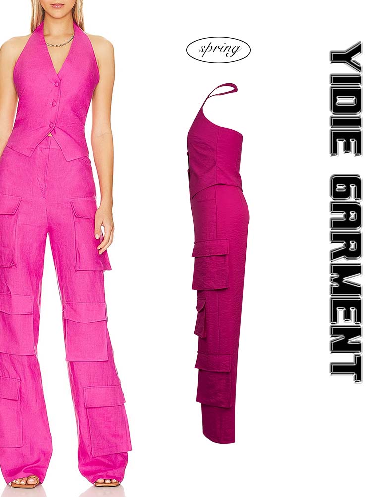 Pink Wide Leg Women S Cargo Pants Jpg