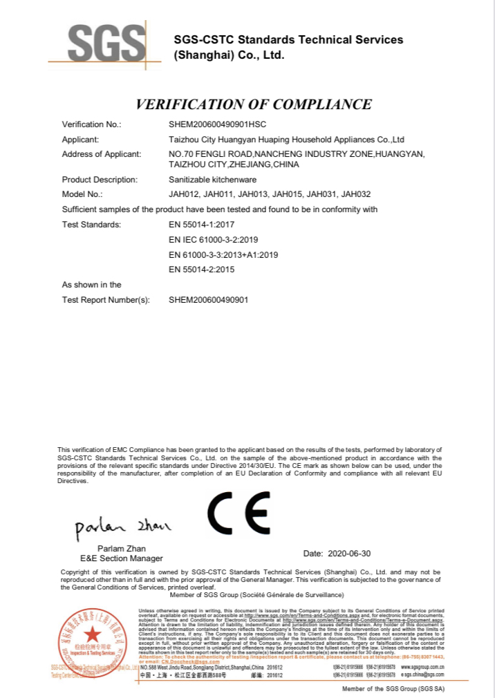 CE VERIFICATION OF Utensils Holder Sanitizer