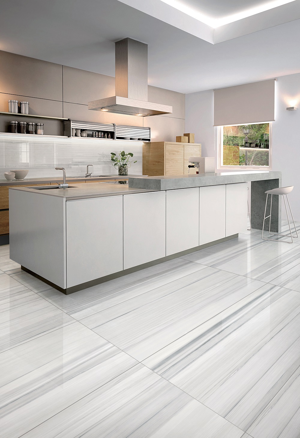 Marble Glazed porcelain tile in Kitchen