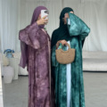 ساتن چین دار ساتن دبی کراوات رنگ اسلیمی زنانه اپن عبای خاورمیانه شیک رمضان کیمونو ترکیه روپوش مسلمان با بند1