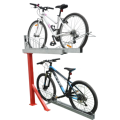 Double Tier Red Pillar Silver Outdoor Bike Rack for Urban Cities1