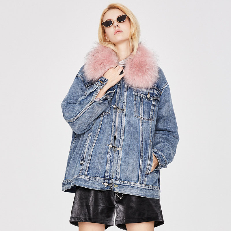 Ladies Denim Parka Overcoat