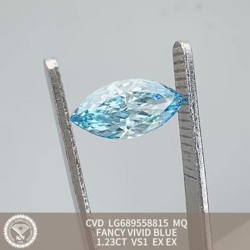 Fancy Blue Lab Grown Markise သည် 1.23CT IGI အသိအမှတ်ပြုလက်မှတ်ရရှိသည်