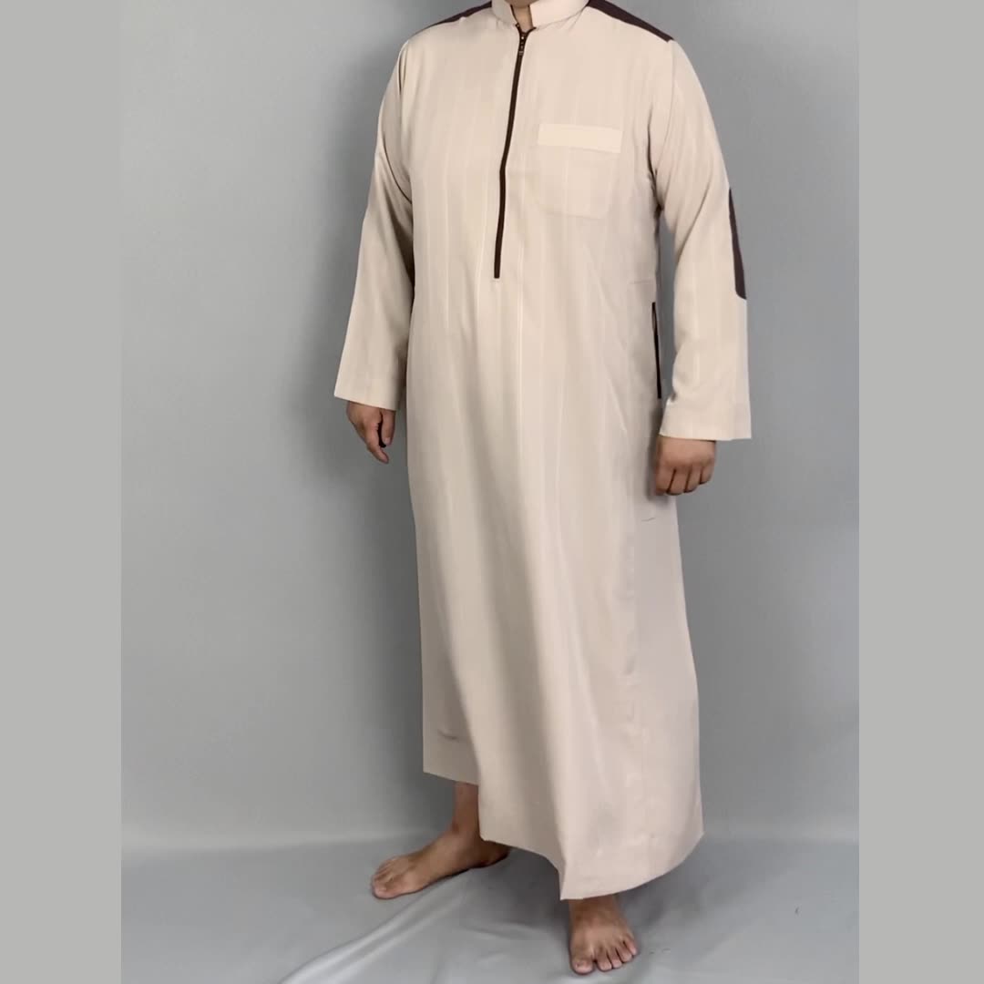 Nuova moda Abbigliamento islamico islamico musulmano thobe arabo musulmani manica lunga thobe1