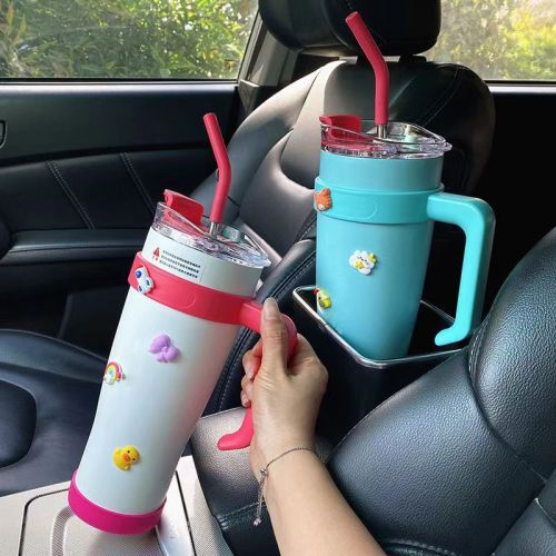 Juba Car Cup 304 stainless steel 40oz handle thermos cup Large capacity ice bar coffee cup with straw