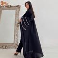 Uni جدید طرح ساده جامد گاه به گاه روزانه باز کیمونو Abaya Galabia مسلمان منجوق عربستانی زنانه Kaftan مراکشی لباس بلند لباس1