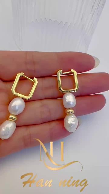 Natural Freshwater Pearl 18K Gold Plated DIY Fashion Women's Earrings1