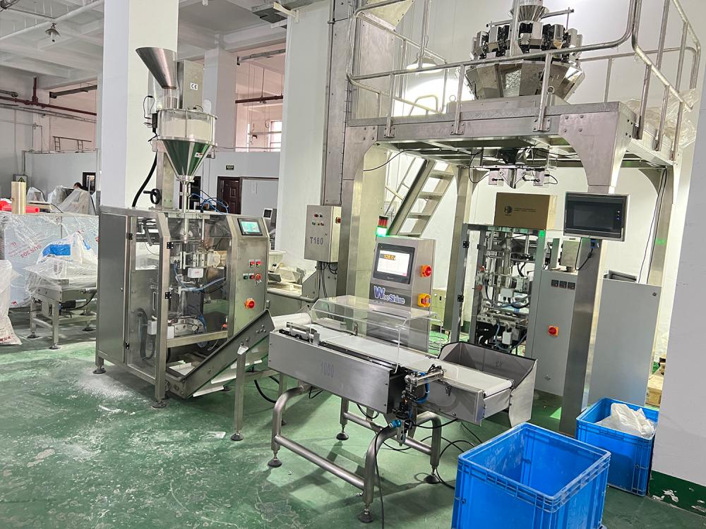 powder packaging machine with check weigher