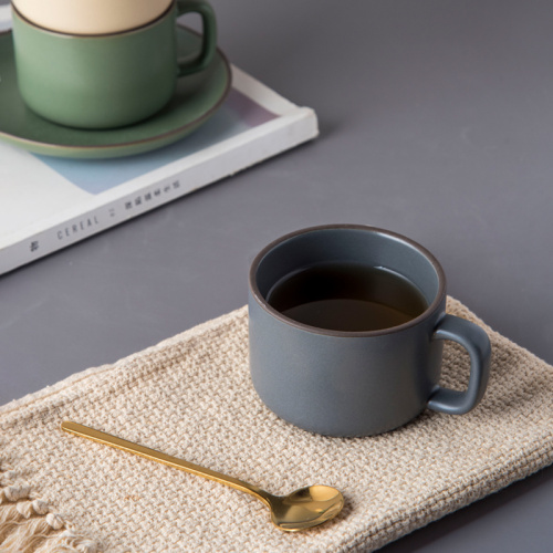 Tranquil Elegance: The Green & Apricot Colour Glaze Coffee Cup & Saucer Set!