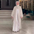 طراحی مد لباس مسلمان خاورمیانه تک رنگ باز پولک عبایی عمده فروشی لباس اسلامی ابای دبی 1
