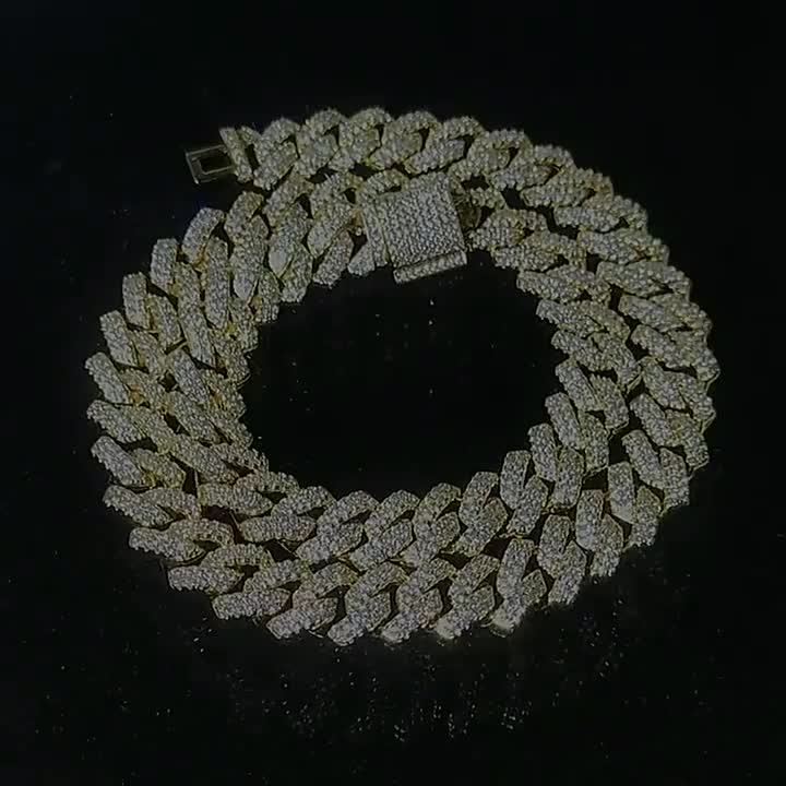 14mm Miami Diamond Mulheres Menino de Zircão Cadeia Cuba de Link Brass Icepado de Zircão de Coconscato Jóias de Colares de Hip-Hop