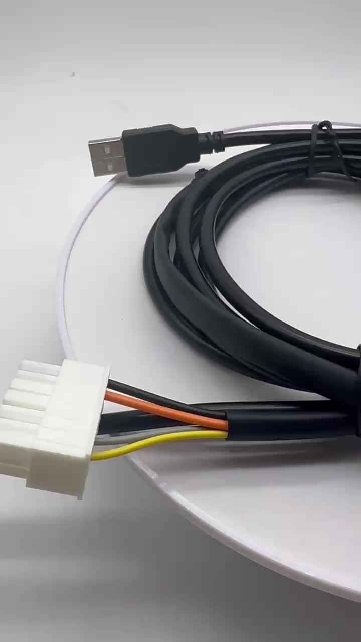 Customized USB-B cable with power supply harness