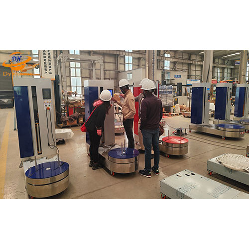 Namibian customers come to Dyehome factory to visit luggage wrapping machine