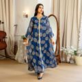 لباس مجلسی عید مسلمین زنانه گلدوزی مش مهره های رمضانی عبای لباس بلند Kaftan Vestidos Largos Dubai Robe Jalabiya 20241