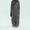 لباس‌های زنانه 2025 Modest Abaya جدیدترین لباس‌های اسلیمی تنفسی پلی استر چاپ شده ردای بلند عربی1