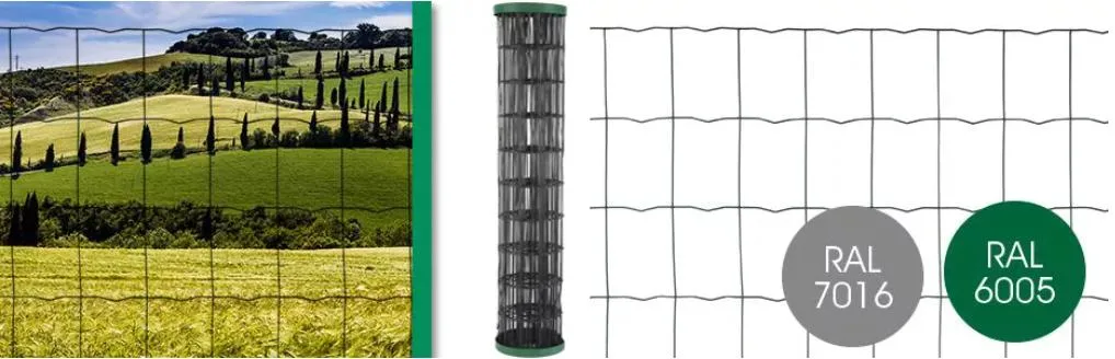 PVC Coated Galvanized Welded Mesh Euro Fence Wire Roll 1.7/2.2mm 100X50mm Netting Gardening Courtyard Park Soft Green Grey Color