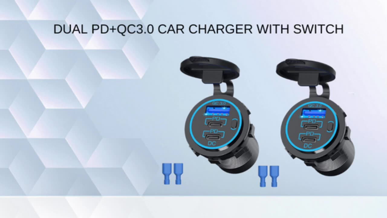 12V USB Outlet USB C PD 20W QC3.0 18W Dual USB Charger with LED Voltmeter Power Switch for Marine Car Truck1