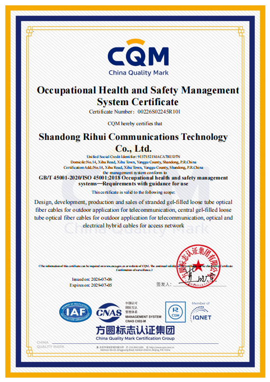 System Certificate Occupational Health and Safety Management