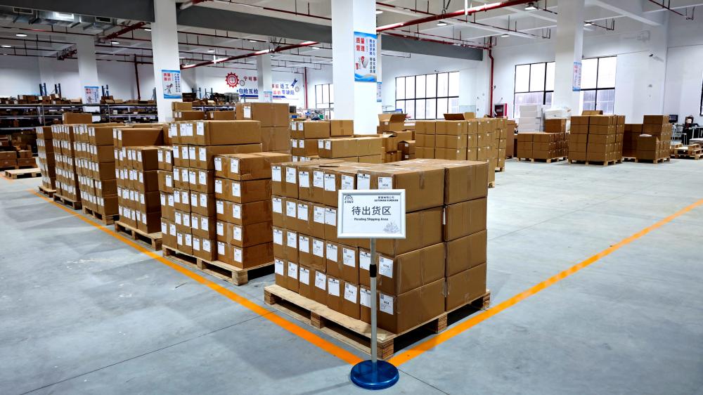 Pending Shipping Area with Organized Cardboard Boxes