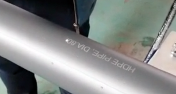 The Laser Printing on 80mm HDPE Pipe