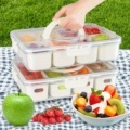 8-Compartment Outdoor Camping Food Divided Serving Tray with Removable Snack Box and Lunch Fridge Platter for Fruit Containers1