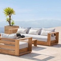 Meubles en gros imperméables avec coussins Balcon de salon Patio Hôtel Tek Wood Sectional Garden Outdoor Sofa1