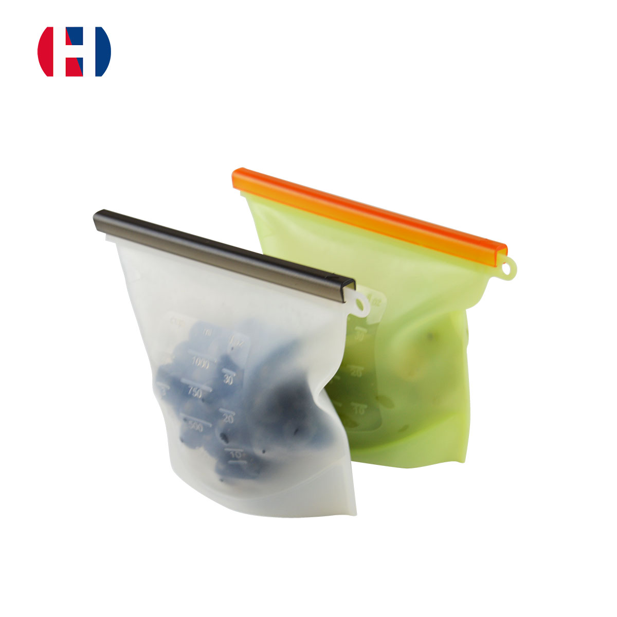 2PC Big Pastry Snack Kitchen Freezer Food Grade Reusable Storage Silicone Bags1